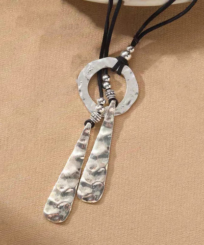 Silk Leather Alloy Pendant Necklace