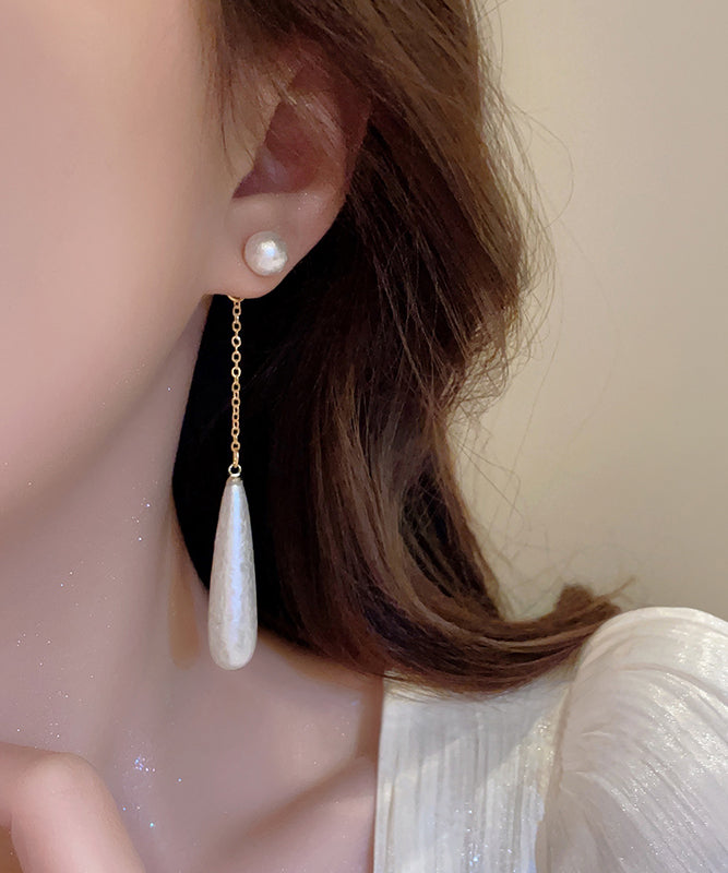 White Copper Alloy Water Drop Pearl Drop Earrings