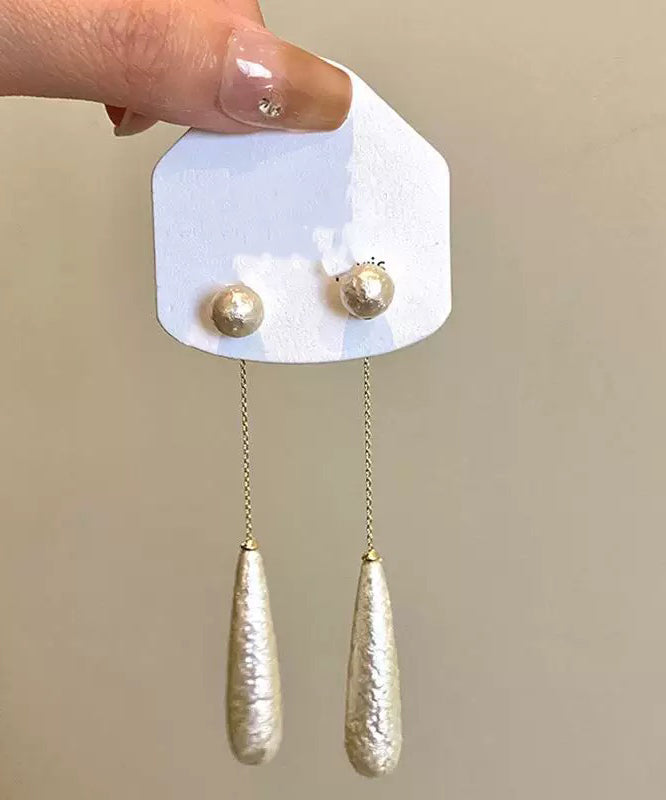 White Copper Alloy Water Drop Pearl Drop Earrings