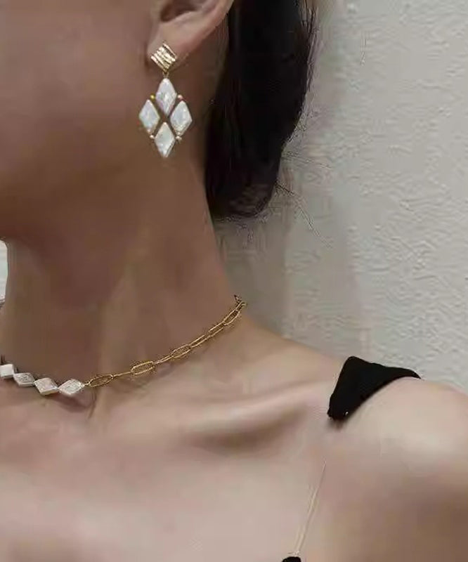 White Metal Alloy Pear Drop Earrings