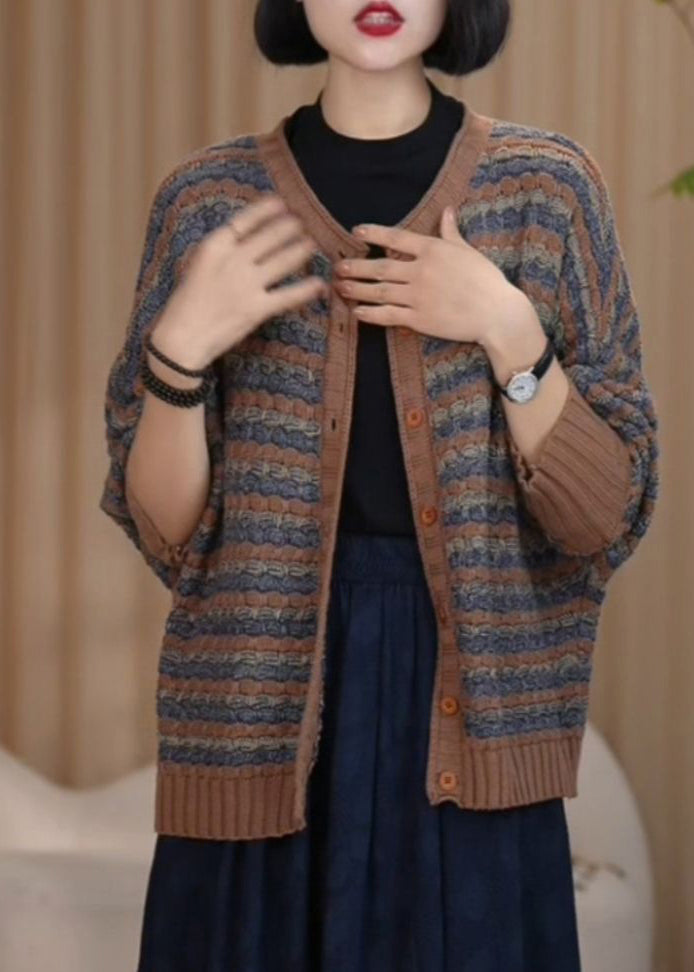 Boutique Blue O Neck Woolen Cardigan Batwing Sleeve Rf014