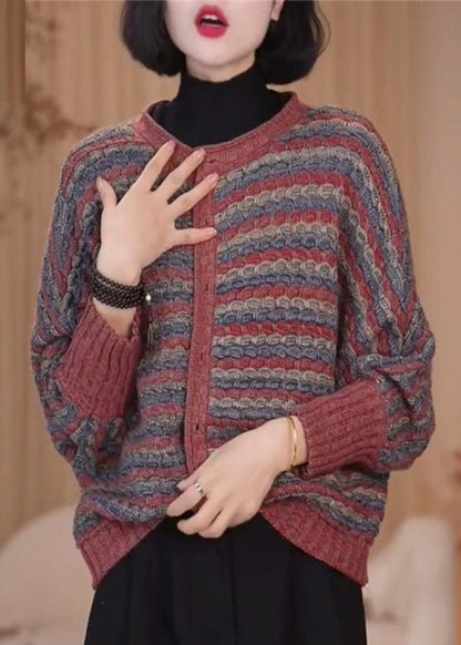 Boutique Blue O Neck Woolen Cardigan Batwing Sleeve Rf014