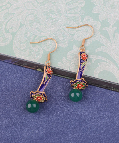 Boutique Green Sterling Silver Jade Agate Drop Earrings