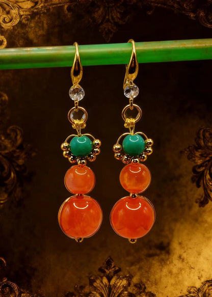 Boutique Orange Crystal Fine Turquoise Drop Earrings