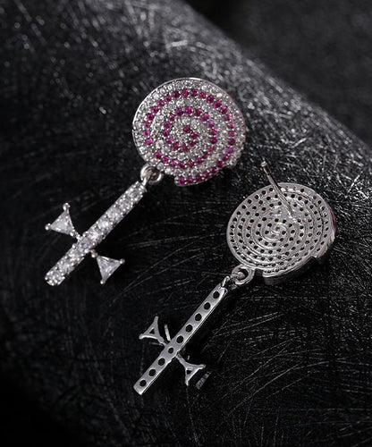 Boutique Pink Srerling Silver Zircon Candy Stud Earrings