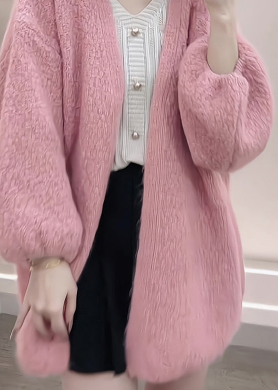Boutique Pink V Neck Knit Cardigans Fall Wo028