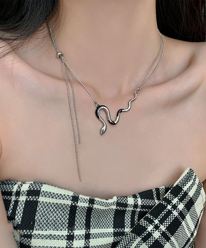 Boutique Silk Stainless Steel Double-layer Serpentine Pendant Necklace
