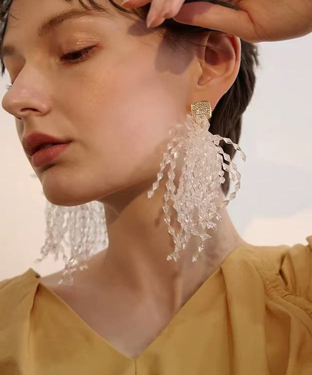 Boutique Tassel Crystal Zircon Stud Earrings