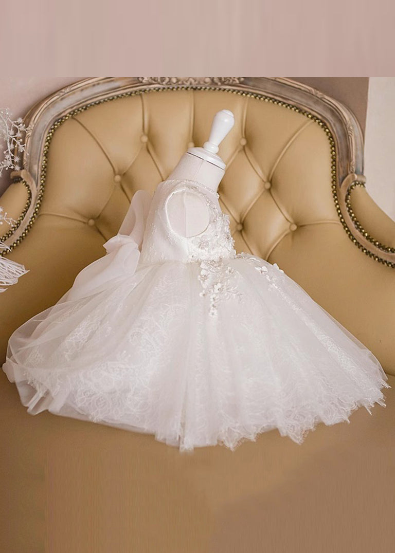 Boutique White Lace Patchwork Tulle Long Dress Sleeveless Ys022