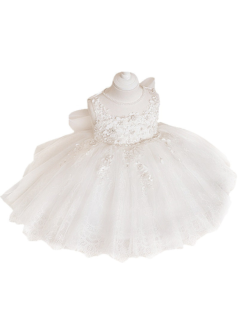Boutique White Lace Patchwork Tulle Long Dress Sleeveless Ys022