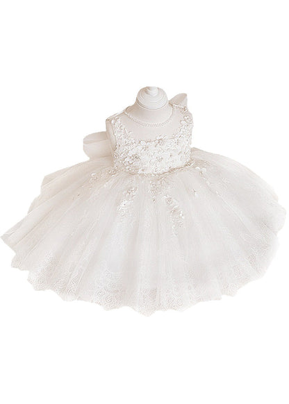 Boutique White Lace Patchwork Tulle Long Dress Sleeveless Ys022