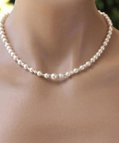 Boutique White Stainless Steel Pearl Chain Tassel Lariat Necklace Ya012