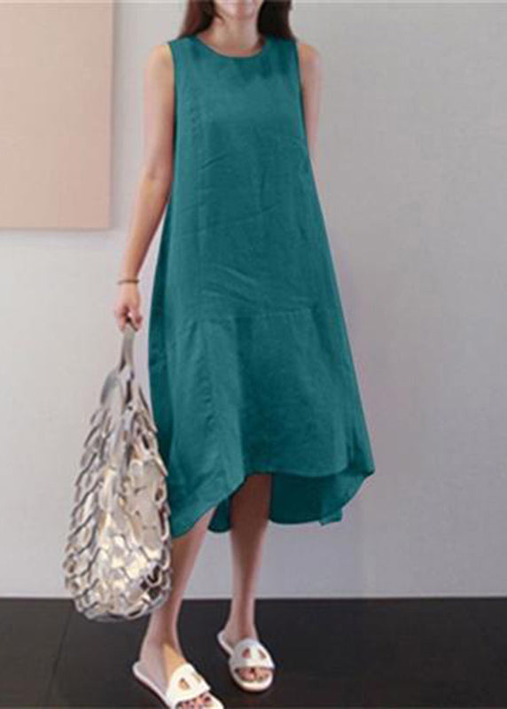 Brief Blue O-neck Patchwork Vacation Long Dresses Summer Vb1092