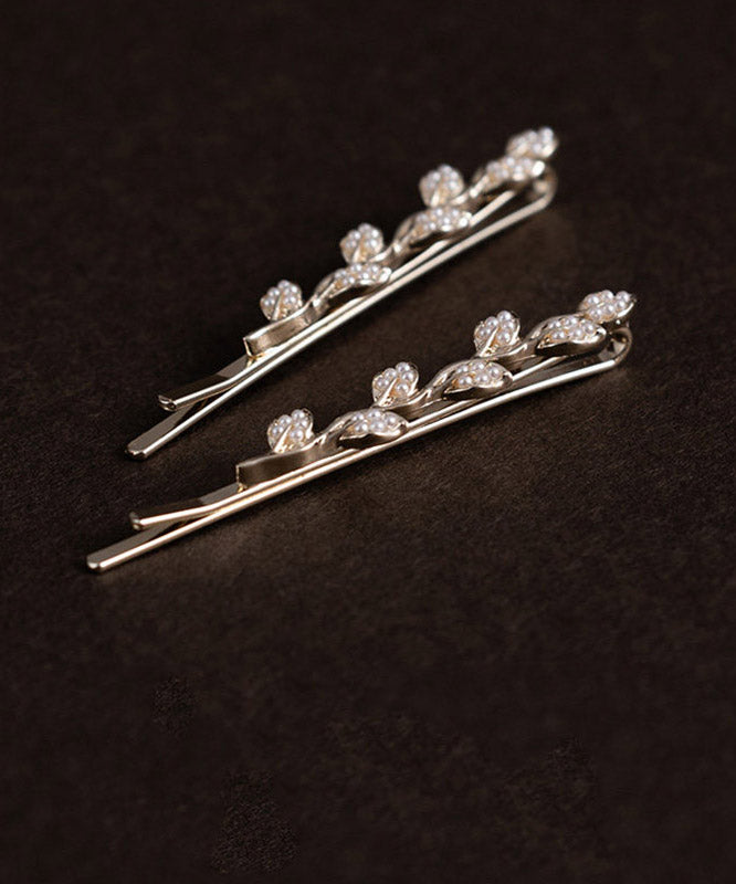 Brief Champagne Alloy Pearl a Pair Hairpin