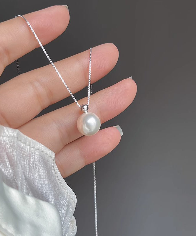 Brief Silk Stainless Steel Pearl Pendant Necklace Et012