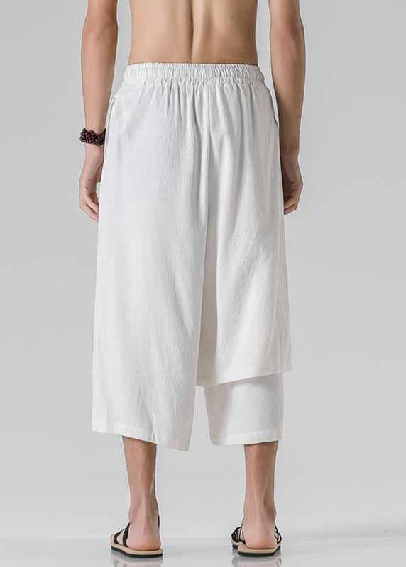 Brief White Asymmetrical Patchwork Wide Leg Pants Summer Yt029