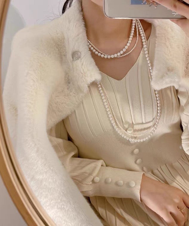 Brief White Handmade Pearl Beading Gratuated Bead Necklace Ii016