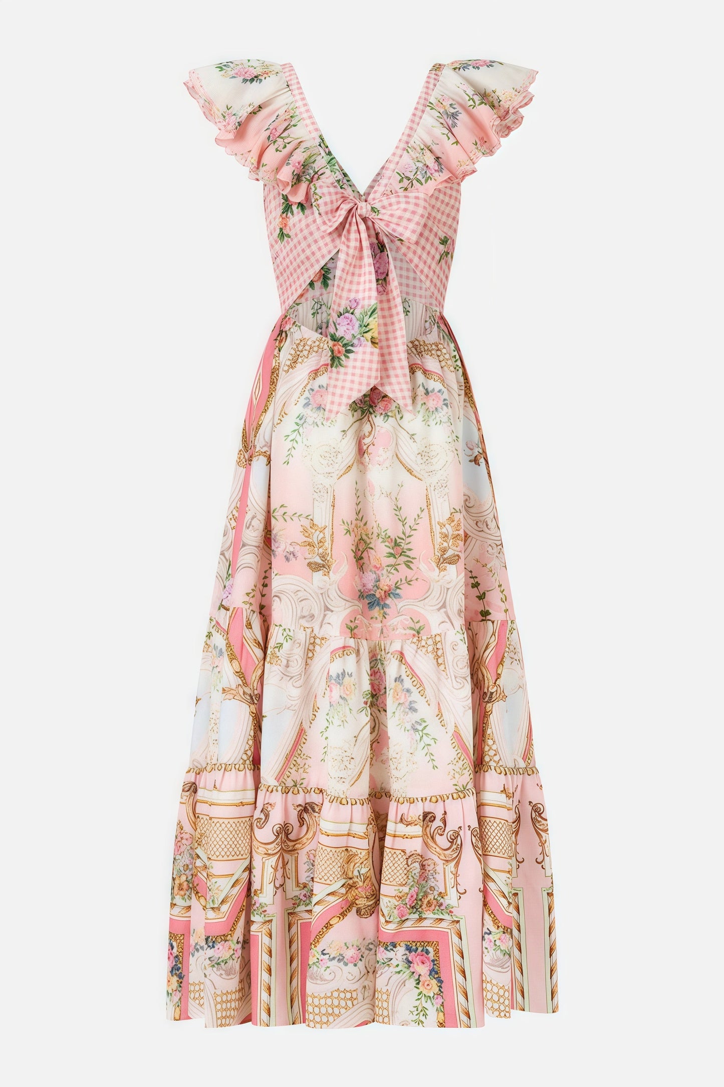 Haldena V-neck Strappy Print Maxi Dress