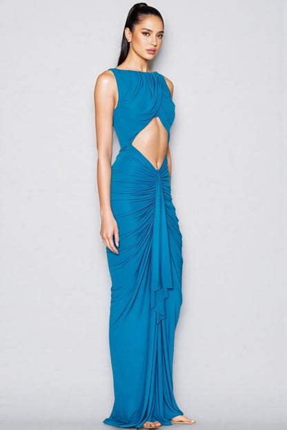 Celeste Blue Openwork Maxi Dress