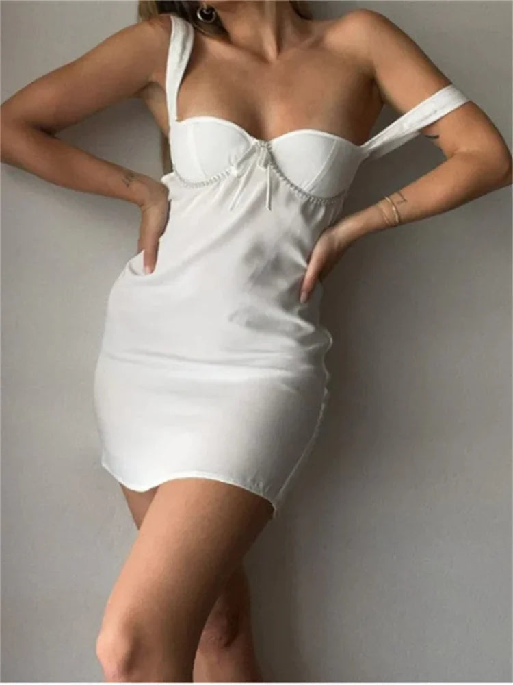 Suspender Strap Low Cut Mini Dresses