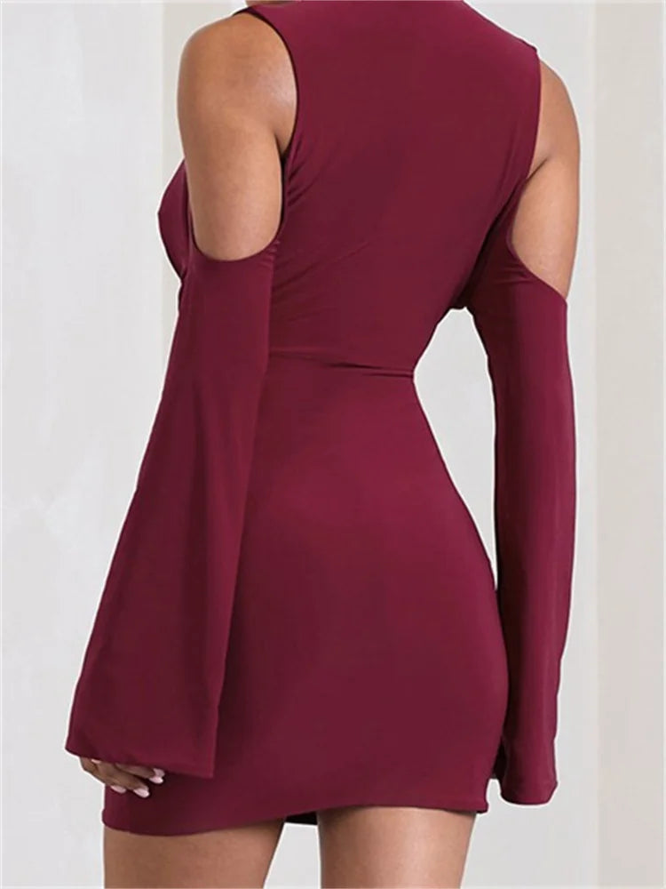 Front Ruched V-neck Mini Dresses