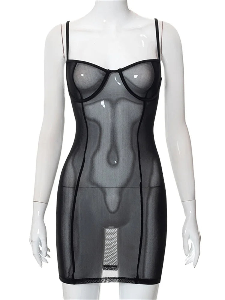 Mesh See Through Summer Mini Dresses