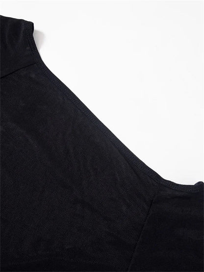 Summer Slim Fit Off Shoulder Black Backless Short Clubwear T-shirts