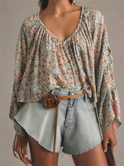 Tie-up Flare Sleeve Blouse