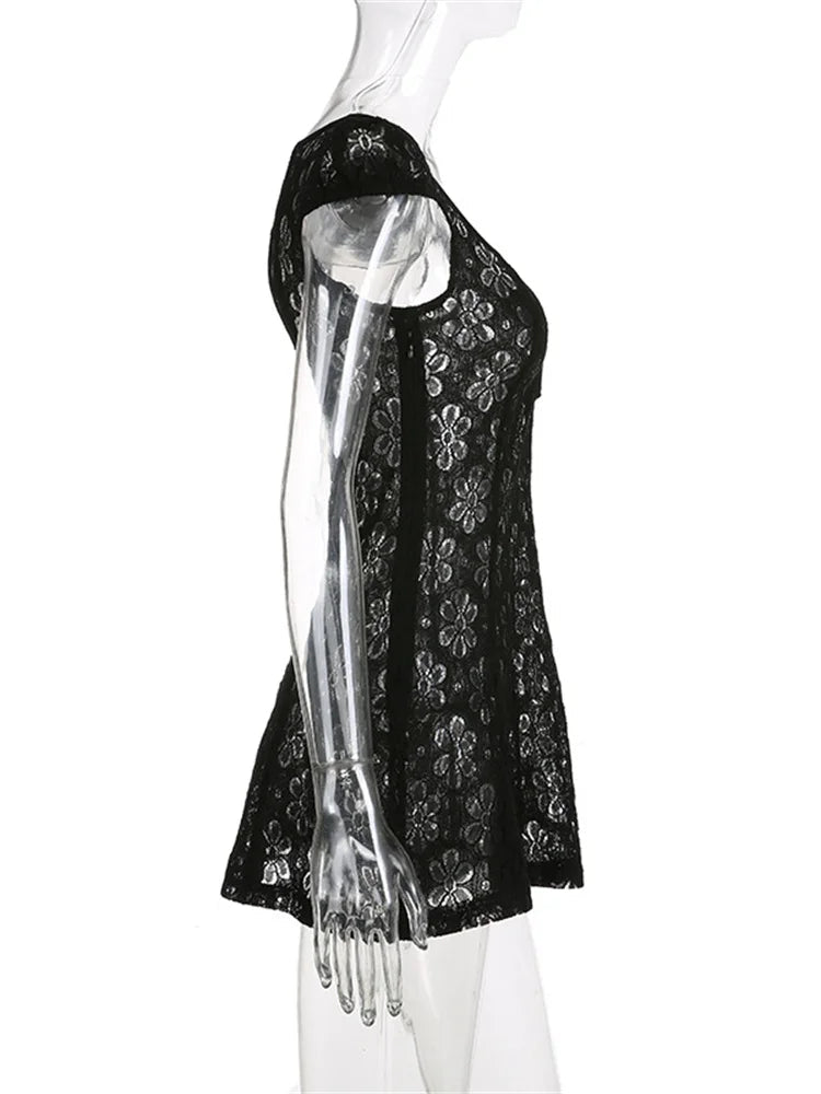 Lace V-neck A-line Mini Dresses