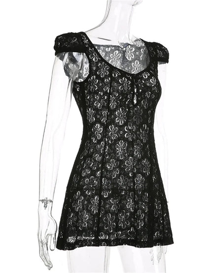 Lace V-neck A-line Mini Dresses