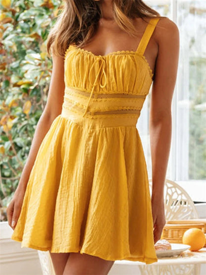 Summer A-line Sleeveless Strap Mini Dresses