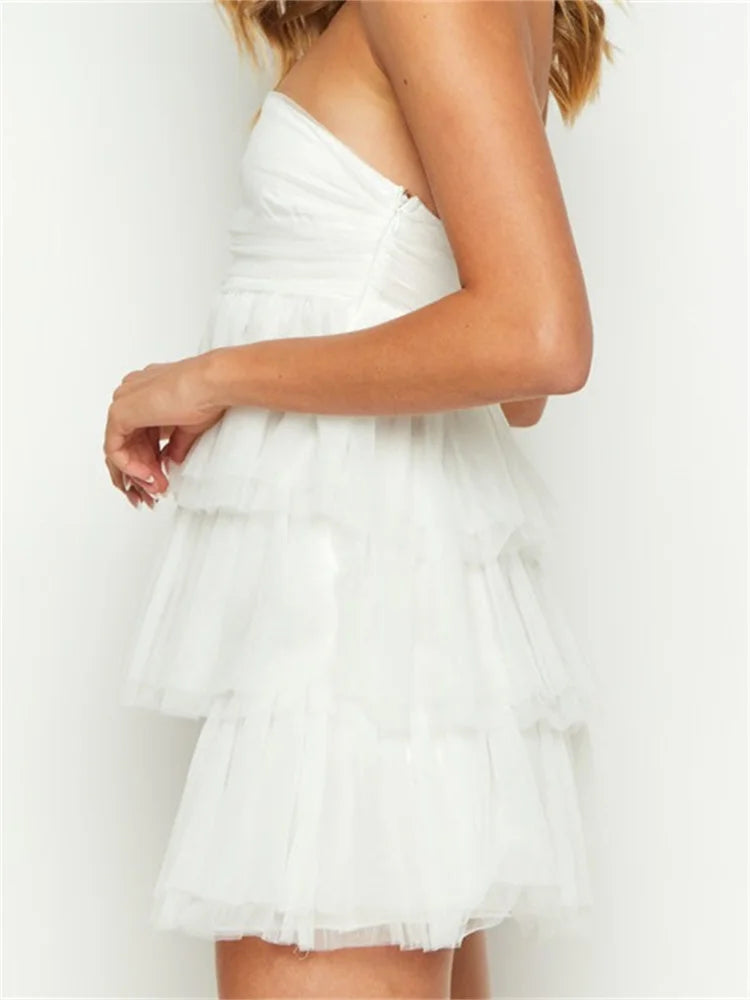 Off Shoulder Strapless Ruffles Party Mini Dresses