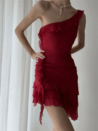 Sleeveless Irregular Hem Party Mini Dresses