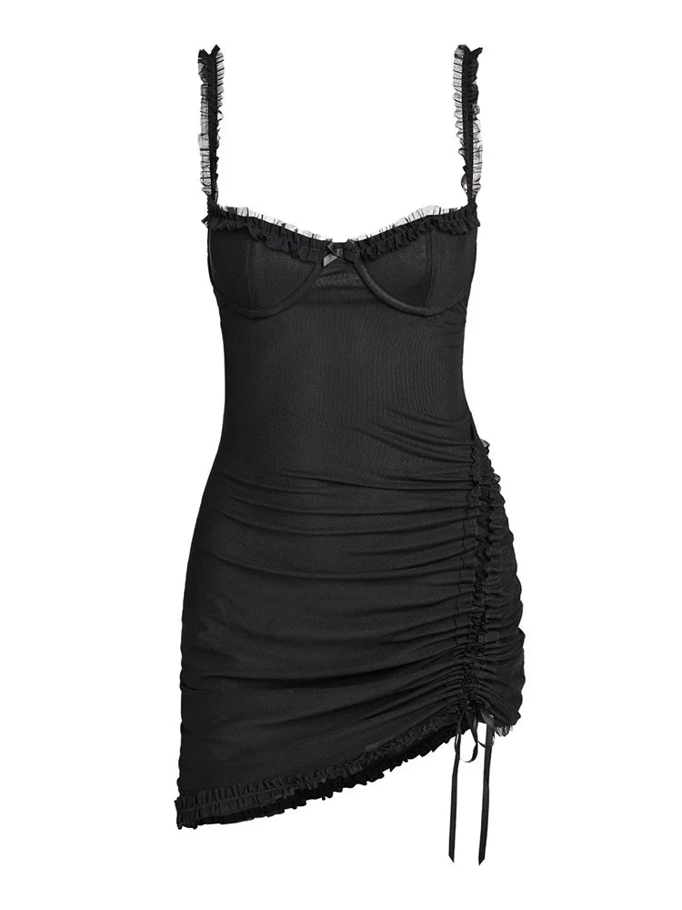 Y2k Lace Patchwork Spaghetti Strap Mini Dresses