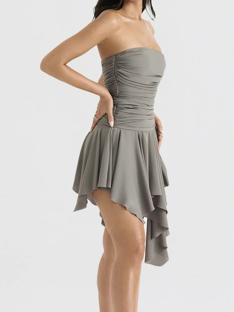 Y2k Off Shoulder Summer Irregular Hem Mini Dresses