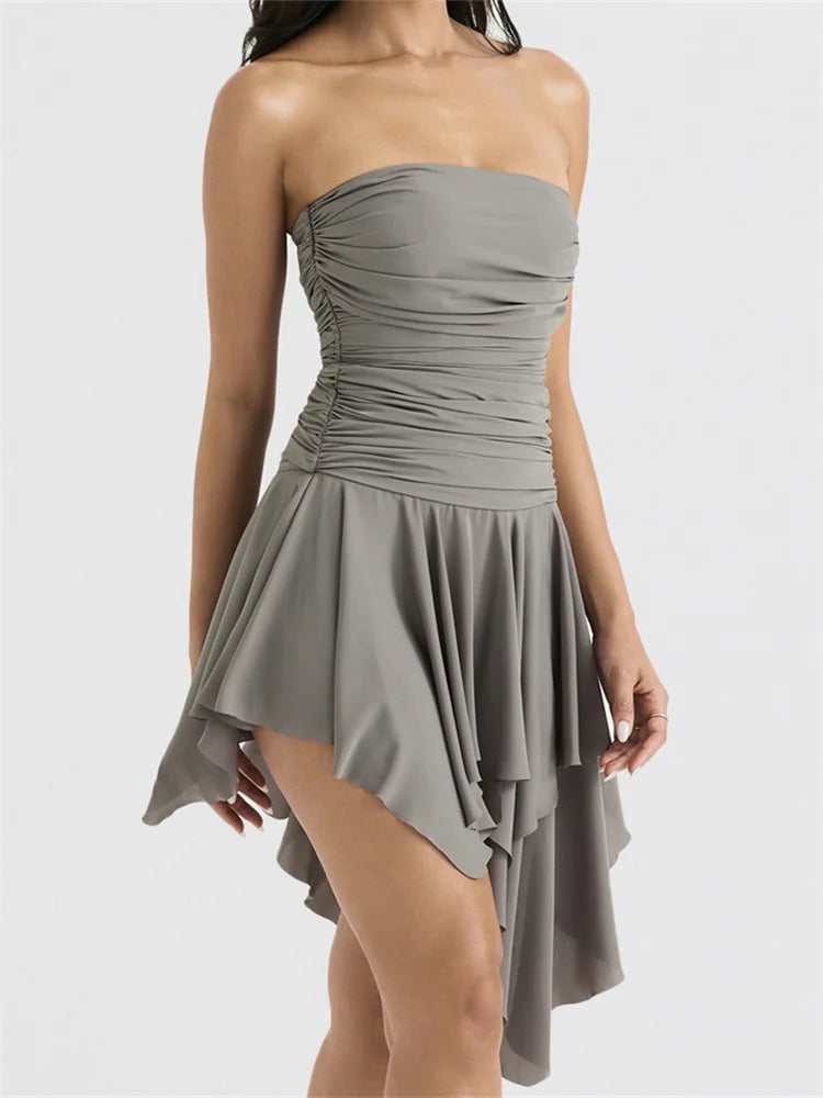 Y2k Off Shoulder Summer Irregular Hem Mini Dresses