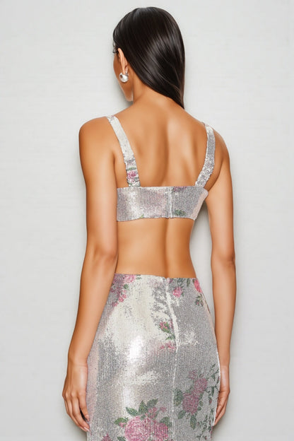 Orinthia Sequin High Waist Maxi Dress