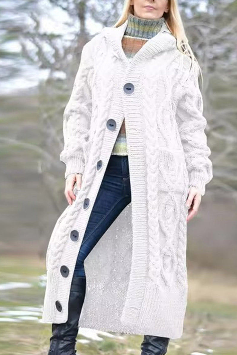 Cable Knit Loose Hooded Cardigan