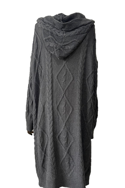 Cable Knit Loose Hooded Cardigan