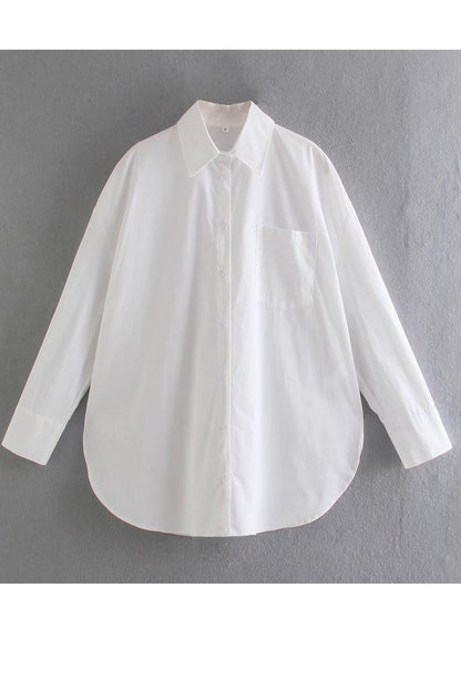 Candy Color Mid-length Cotton Blouse