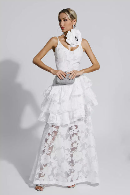 Cassandra White Cut Out Maxi Dress