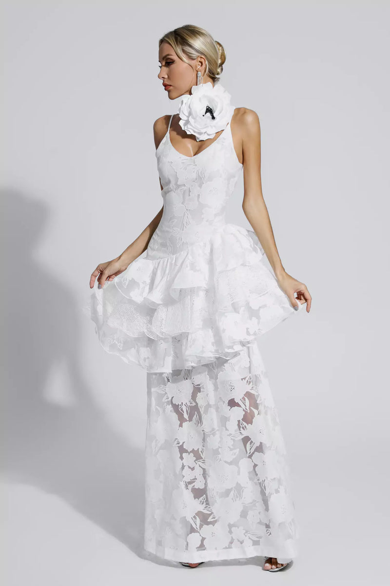 Cassandra White Cut Out Maxi Dress