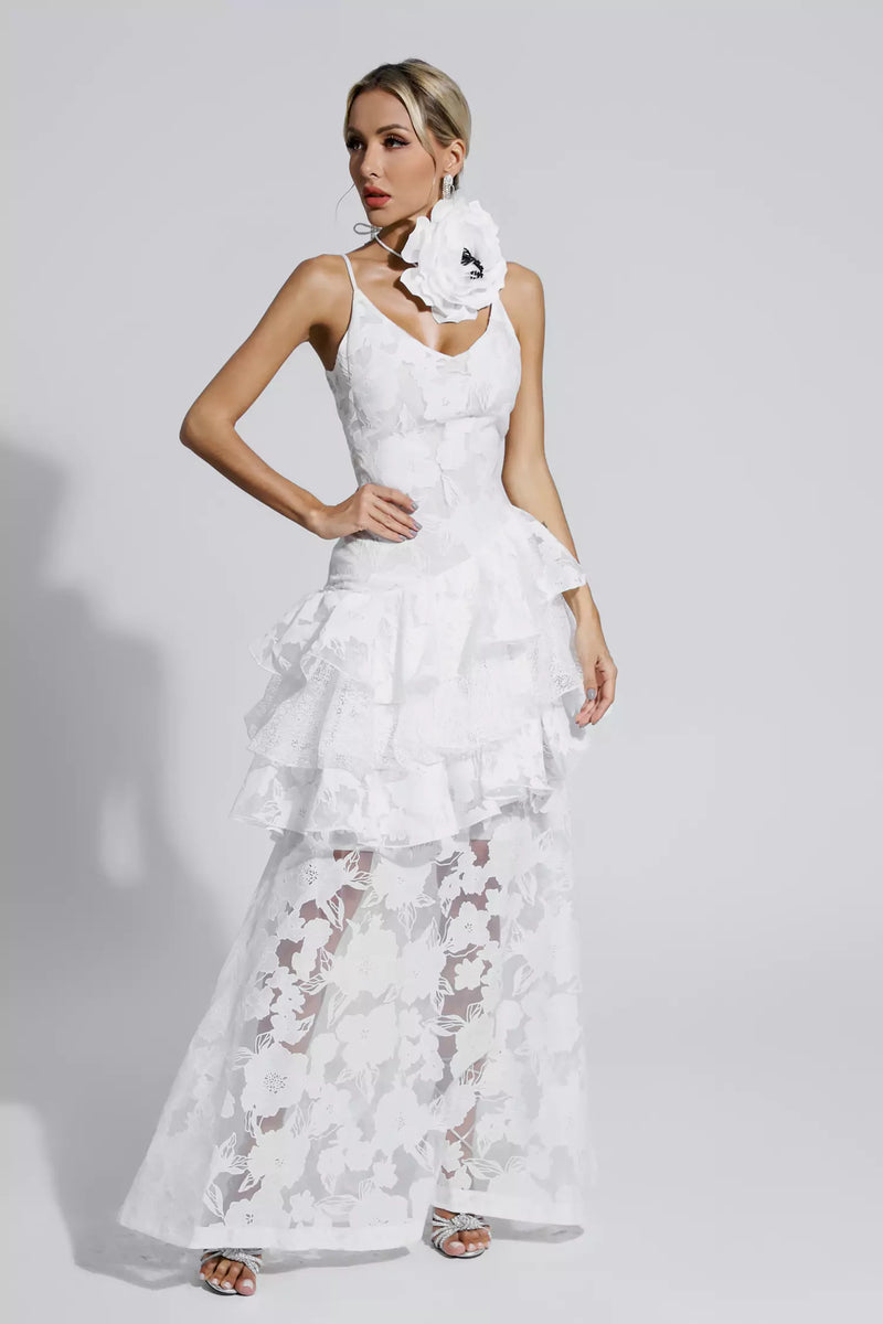 Cassandra White Cut Out Maxi Dress