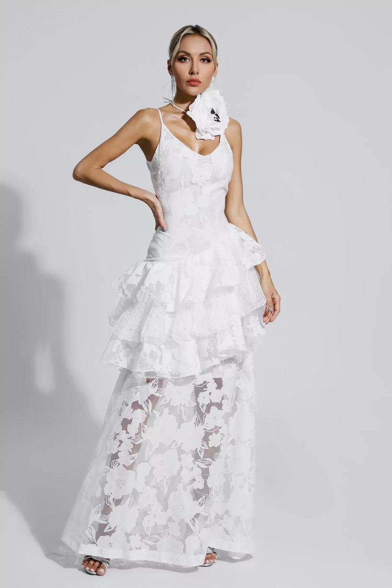 Cassandra White Cut Out Maxi Dress