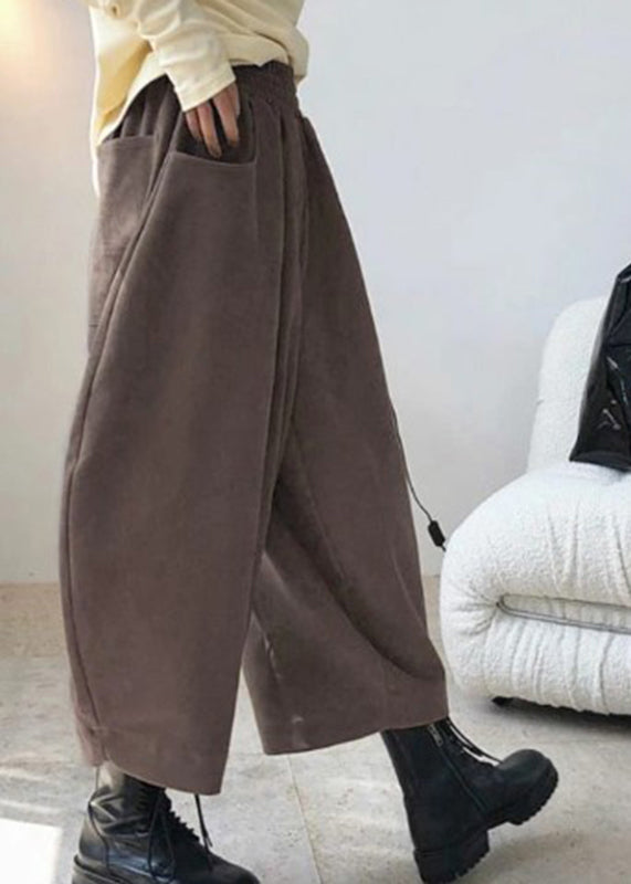 Waist Elastic Pants Caramel Harem Spring Pockets