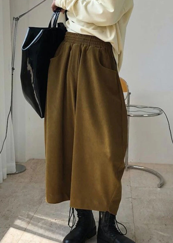 Waist Elastic Pants Caramel Harem Spring Pockets