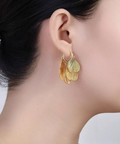 Colorblock Metal Hollow Out Tassel Hoop Earrings
