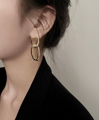 Gold Metal Fried Dough Twist Hoop Earrings