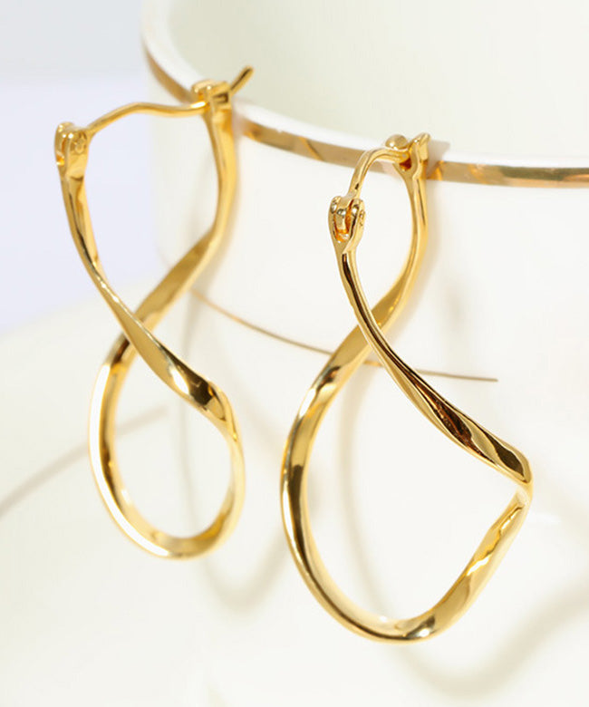 Gold Silver Bending Shape Hoop Earrings