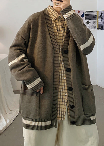Cardigans Spring Pockets Knit Grey Striped